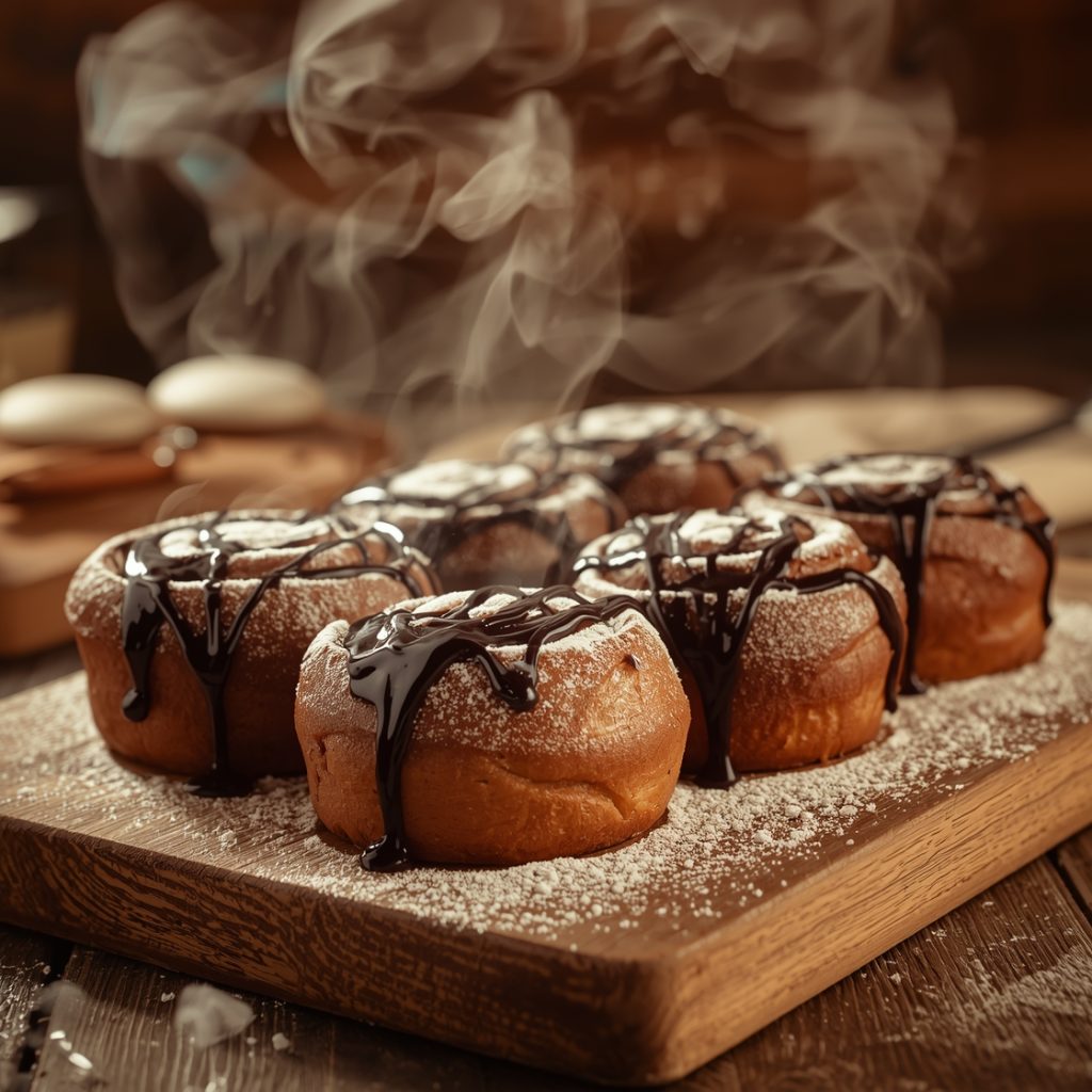 Freshly baked chocolate cinnamon rolls